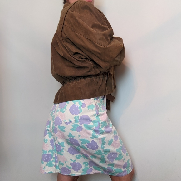 Vintage highwaised Pastel Floral denim penci skirt - Picture 10 of 15